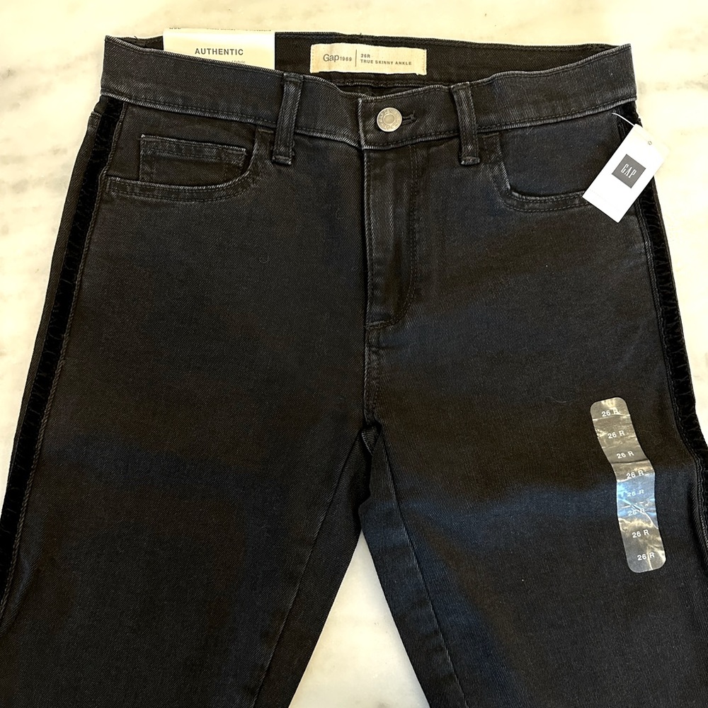 Black Skinny Jean with Velvet Pinstripe